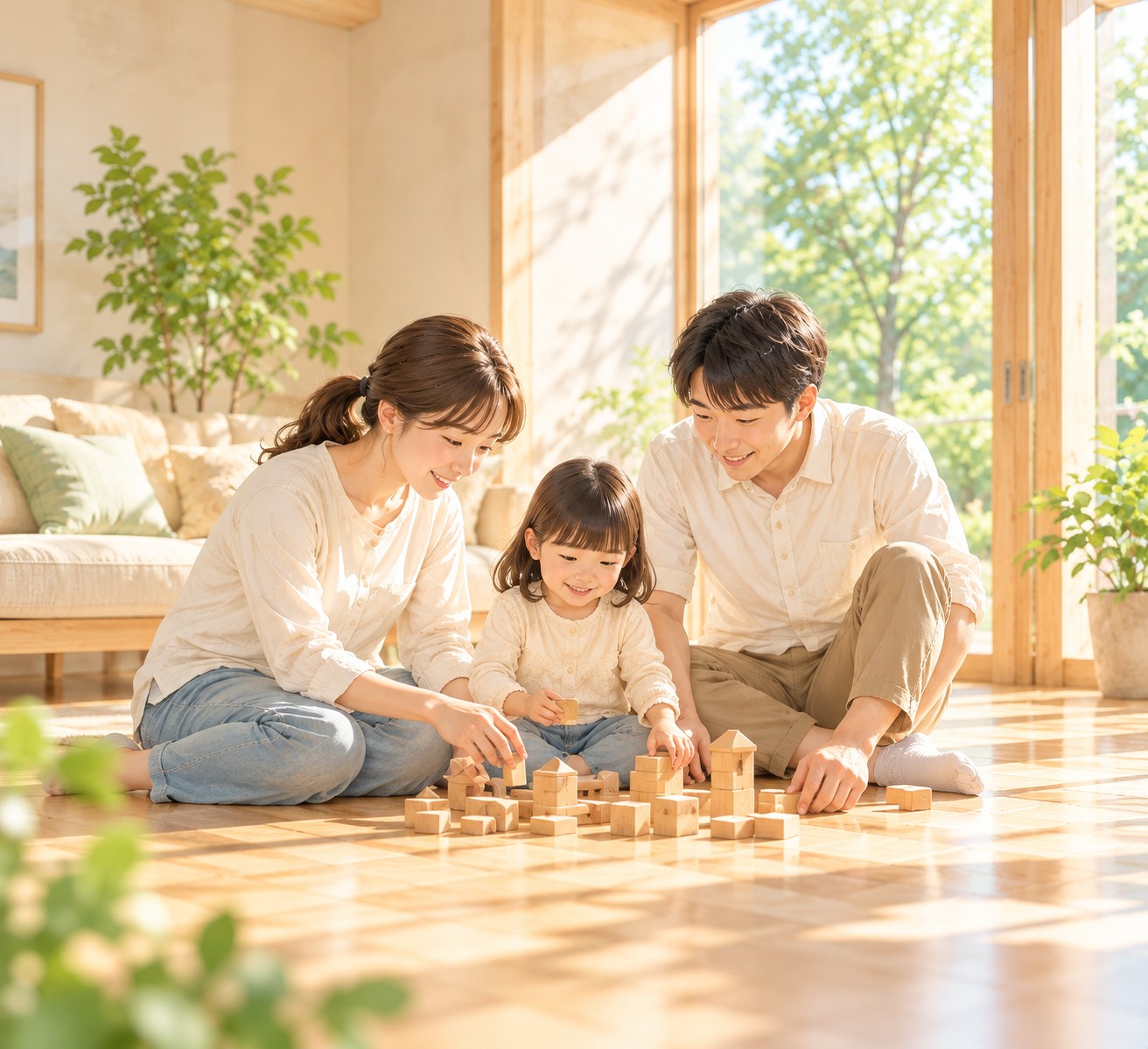 整列した桧材